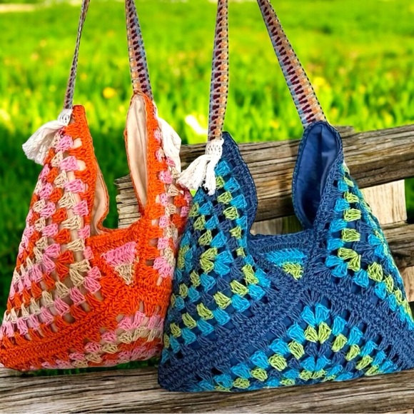 Artinsanal Handbags - 🆕 Artisanal - Shoulder Bags with Handwoven Geometric - Argyle Pattern - 2 color